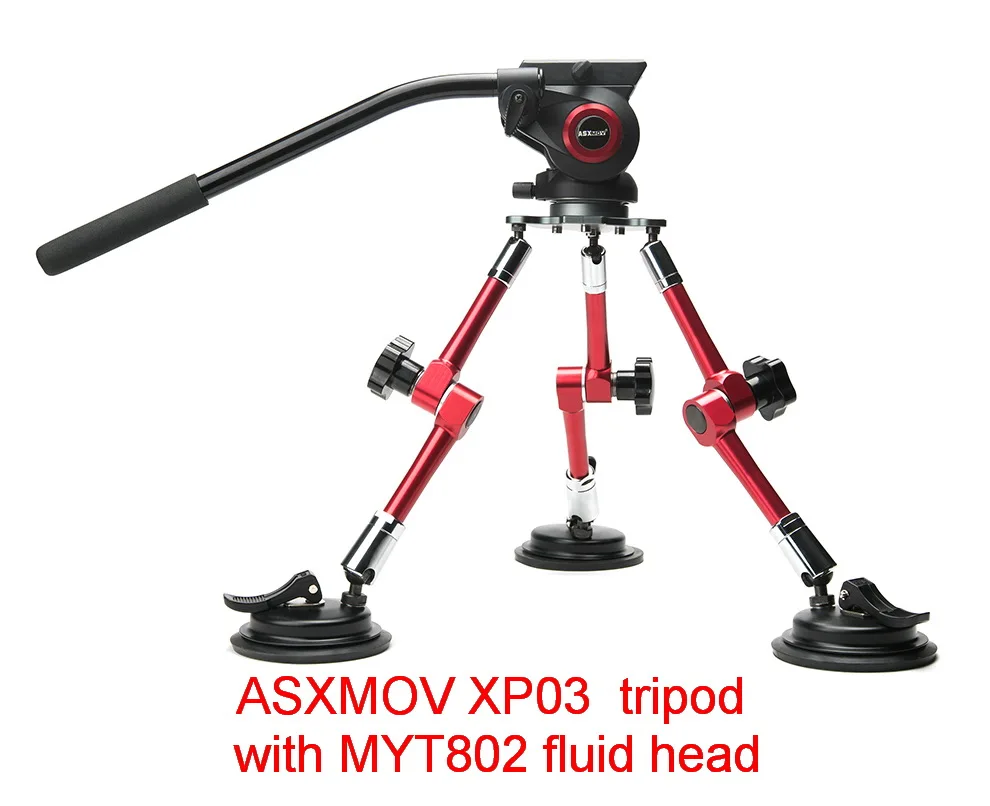 ASXMOV XP03 алюминиевый сплав Автомобильная присоска камера держатель видео штатив для gopro для всех dslr камера видеокамера - Цвет: with fluid head