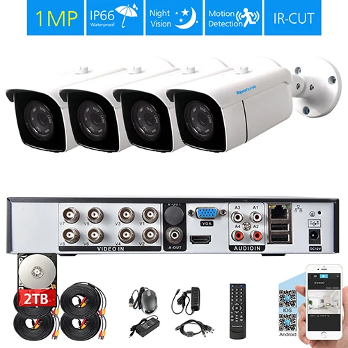 8CH DVR x 4 Camera TOPROHOIME система видеонаблюдения с разрешением Full HD AHD 2MP 1920X1080P день камера наблюдения ночного видения комплект 8Ch H.265 2MP AHD DVR система 4 ТБ - Цвет: 8CH DVR x 4 Camera