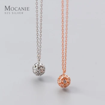 

Mocanie Real 925 Sterling Silver Dazzling Clear CZ Round Circle Pendant Necklace for Women Trendy Geometric Pendant Fine Jewelry
