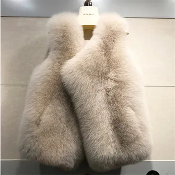 

ZDFURS*Autumn Winter Women's Genuine Real Whole skin Fox Fur Vest Lady Slim Waistcoat Gilet