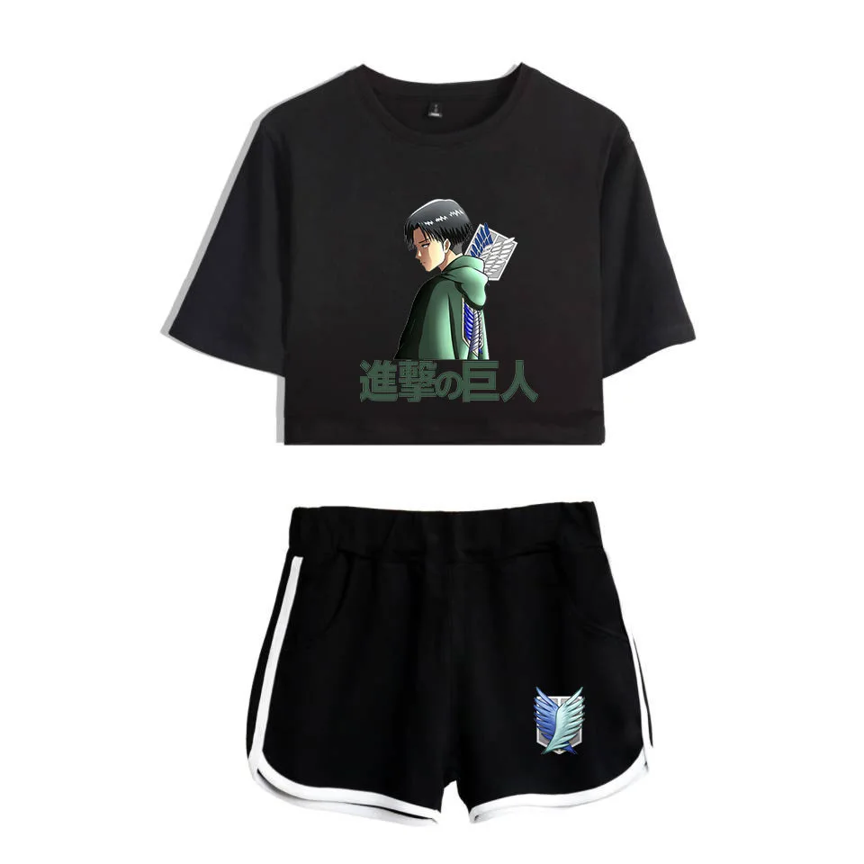 COSREA Attack On Titan Cosplay Costume Survey Corps Logo Short Sleeve Shirt Sport Suits Girls Tees Shorts T Running Sets Women -Zentai shop online H87398651d60e43deb4227bbff4475106T.jpg