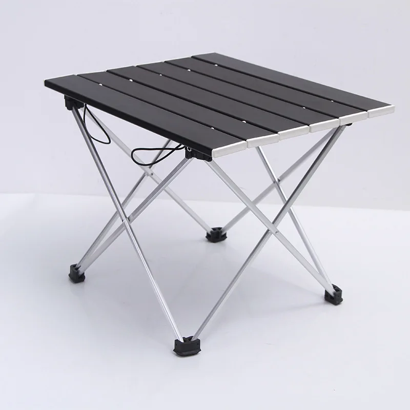 Открытый алюминиевый складной стол Кемпинг портативный барбекю стол портативный многофункциональный ультра светильник мини-стол для пикника - Цвет: Черный