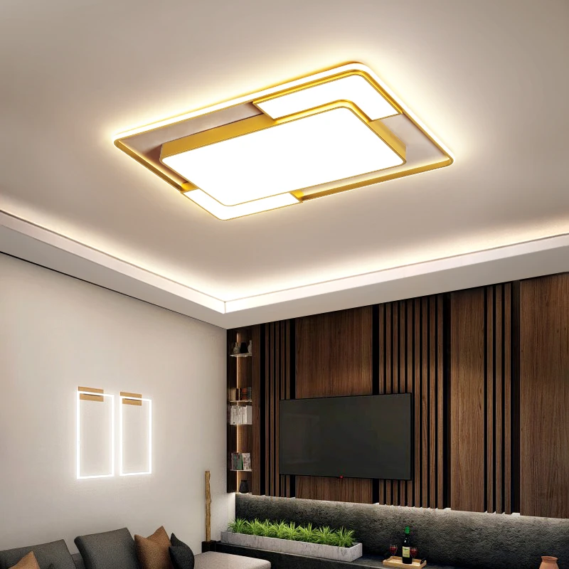 Luces LED de techo modernas Para sala de estar, comedor, cocina, lámparas techo rectangulares doradas, luces Led Para dormitorio|Luces para el techo| - AliExpress