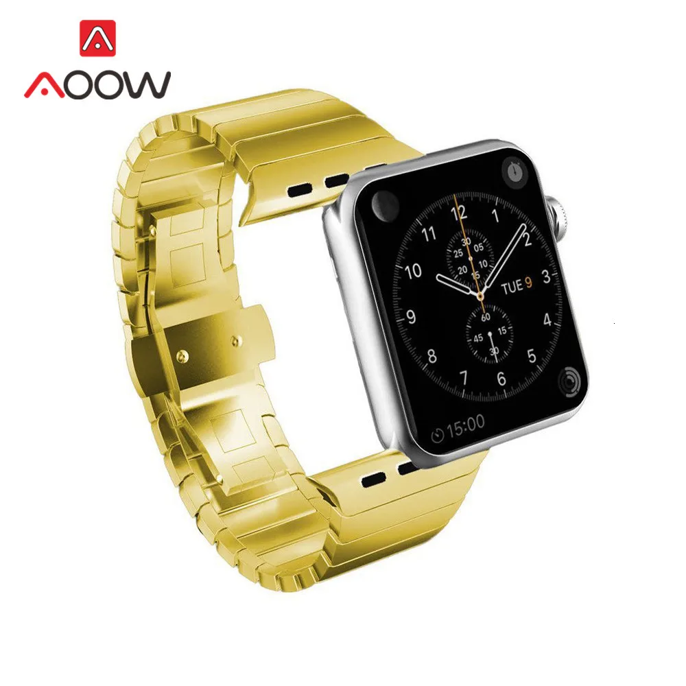 Браслет из нержавеющей стали для Apple Watch 4, 5, 38 мм, 42 мм, 40 мм, 44 мм, застежка-бабочка, бесшовный браслет, ремешок для iwatch 3, 21