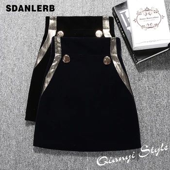 

Women's Autumn and Winter Skirt New Retro High Waisted Gold Velvet A-line Short Skirt Ins Super Hot Mini Skirts Jupe Femme