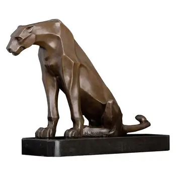 

Panther Sculpture Bronze Abstract Leopard Statue Wildlife Animal Figurine Modern Cheetah Art for Man Office Desktop Decor