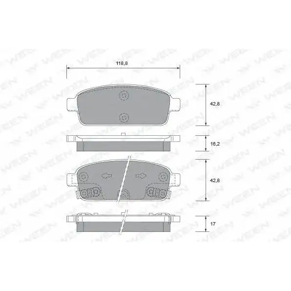 FINWHALE колодки зад. дисковые / 15R Cruze(09-), Orlando, Astra