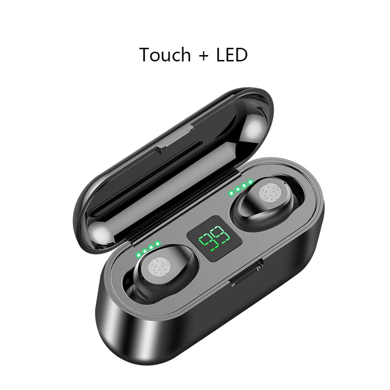 Touch LED Сенсорный экран Беспроводной наушники TWS наушники Bluetooth 5 гарнитура глубокий бас стерео звук спортивные наушники с 2000 мА/ч, Зарядное устройство коробка вкладыши - Цвет: Touch LED
