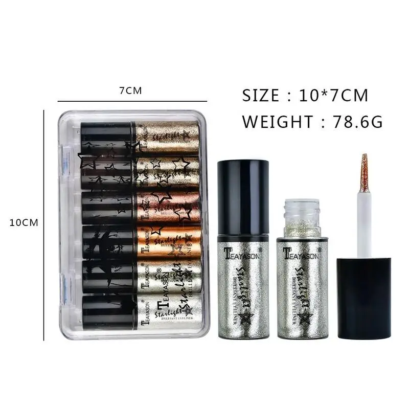 6pcs Set Professional Makeup Silver Rose Gold Color Liquid Glitter Eyeliner New Shiny Eye Liners for Women Eye Pigment 6pcs Set Professional Makeup Silver Rose Gold Color Liquid Glitter Eyeliner New Shiny Eye Liners for Women Eye Pigment