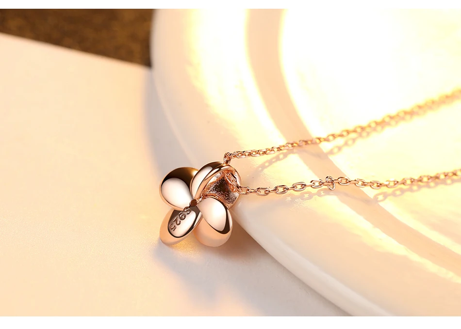 CZCITY розовое золото цвет 925 стерлингового серебра ожерелье для женщин stiple отделка цветок Форма ожерелье с подвеской De Moda