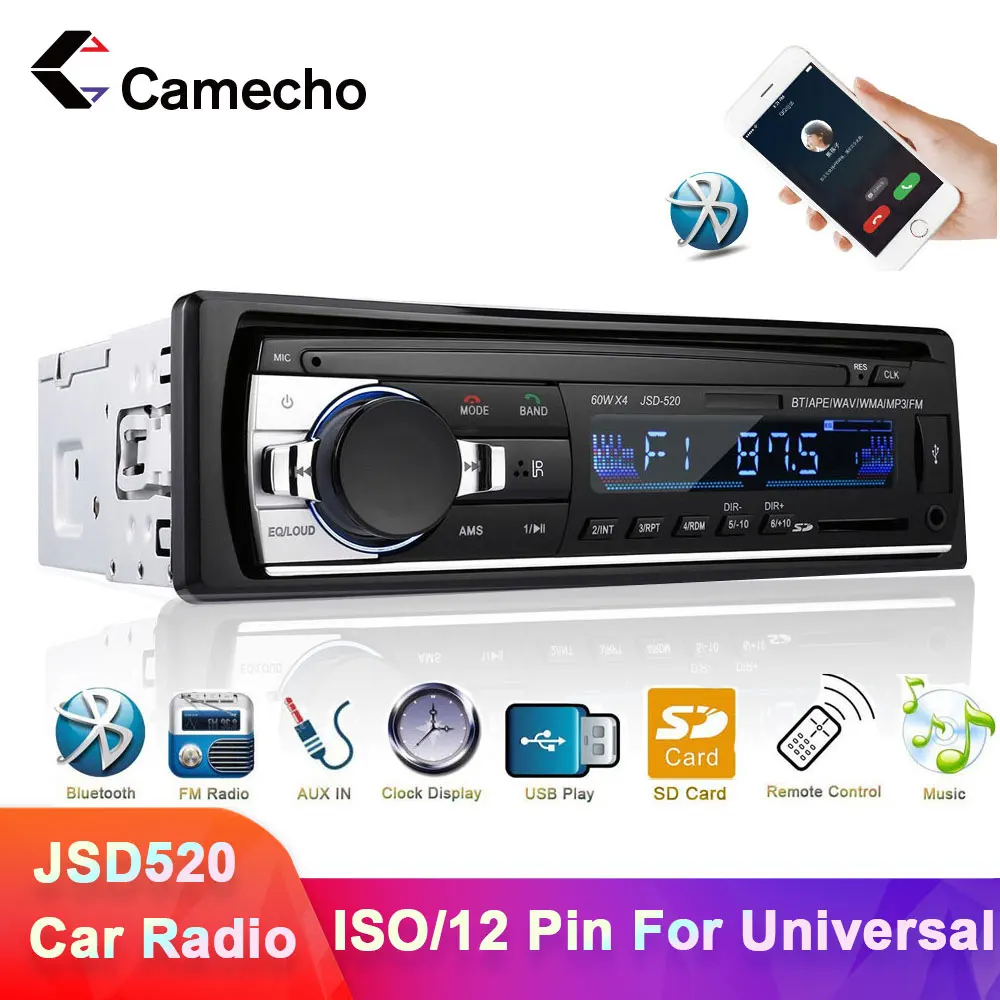 Cameho автомобильное радио 12 В JSD520 Bluetooth 1 Din автомобильный стерео плеер MP3