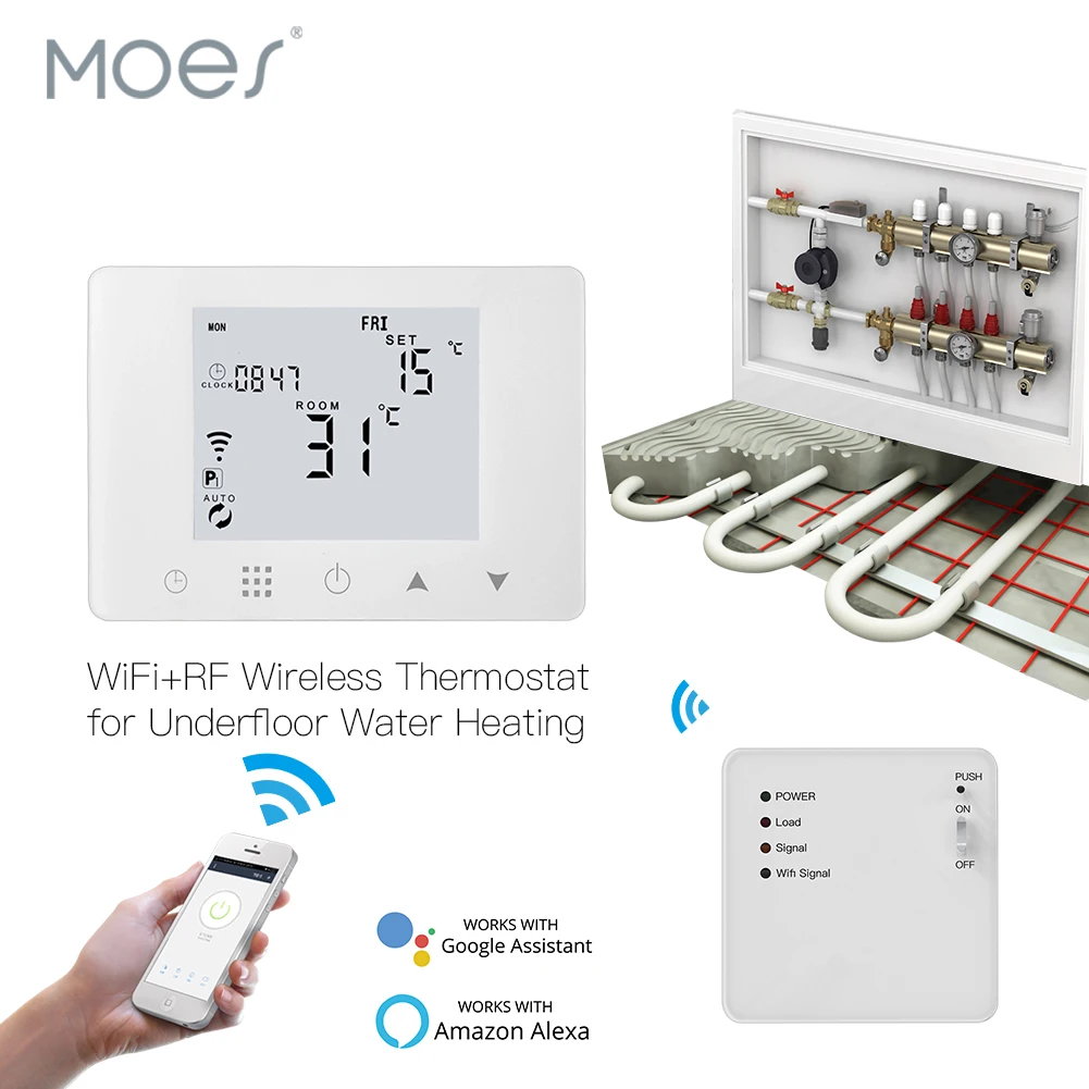 WiFi Smart Thermostat Wall-Hung Water Underfloor Heating Temperature Controller Work with Alexa Google Home