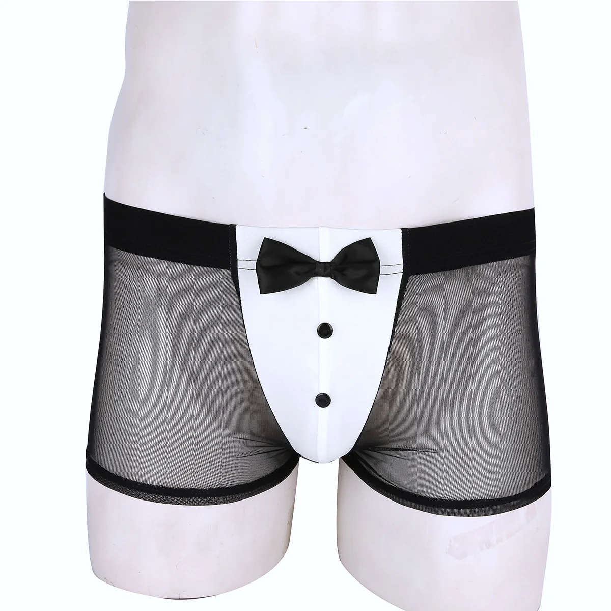 Men lingerie set Waiters Role Play Sexy Gay Men Lingerie Set Adult Dancer Costume Bowknot Collar Cuffs with Mesh Briefs Back Rabbit Ear Underwear