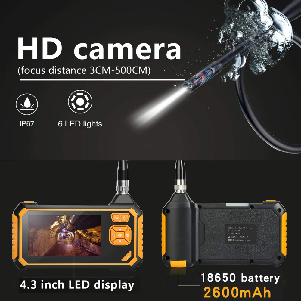4 3 дюймов lcd промышленный эндоскоп 1080P HD профессиональная микро видео