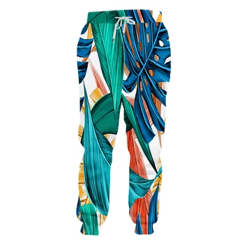 

UJWI 3D Joggers Pants Men/Woman Cool Sweat Pants Fashion Print Artistic Plant texture leaves Sweatpants Winter Trousers