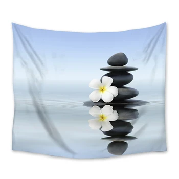 

Plumeria Spa Flower Stone Tapestry Wall Hanging Polyester Home Bedroom Decor Bedspread Beach Mat Blanket Yoga Mat Dorm Decor