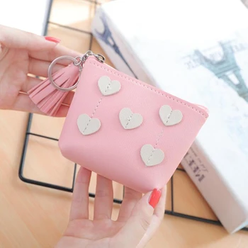

Ladies Coin Purse Stitching Coin Purse With Creative Tassel Short Leather Mini Wallets Female Casual ID Card Holders Bags 2020