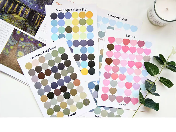 DIY наклейки dot Morandi earth color скрапбук альбом фотообои журнал проект изготовления счастливых открыток украшения уплотнительные наклейки