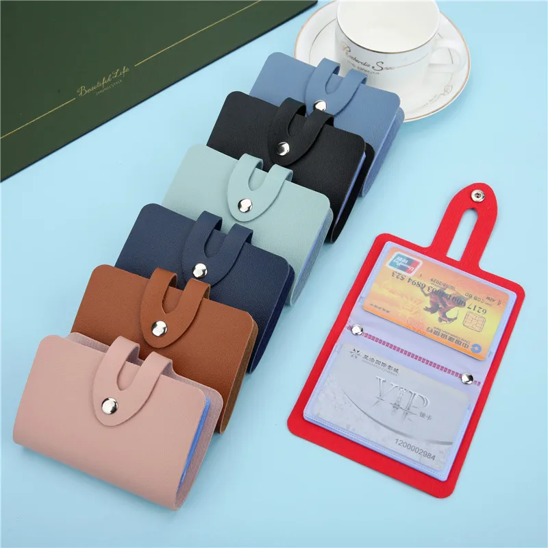 Card Holder PU leather soft card holder multi-card holder male and female bank card simple travel solid color small gift 1PCS