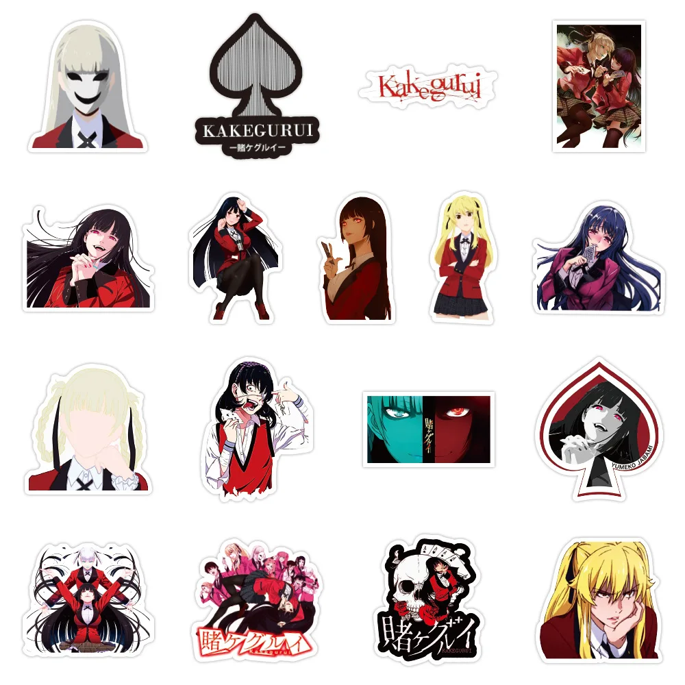 50 100pcs kakegurui stickers cosplay yomoduki runa jabami yumeko midari ikishima kirari waterproof pvc stickers kid gift toys stickers aliexpress