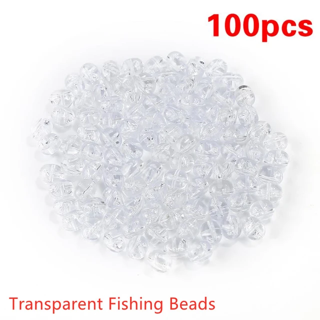 100Pcs Transparent Fishing Beads Plastic Fishing Cross Beads Round Beads  Summer Carp Fishing Gear Fishing Accessories