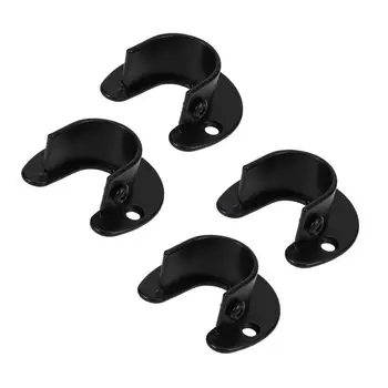 

4pcs Closet Pole Socke Stainless Steel Closet Pole Socket Practical Circular Tube Shower Rod Socket Accessory with Screw