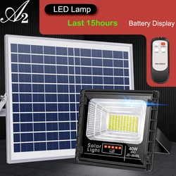 A2 – éclairage solaire LED de grande capacité, 18 dernières heures, grand projecteur, Super lumineux, indicateur de batterie, 25 40W 