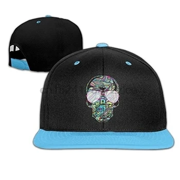 

Skull Color Waves Adjustable Unisex Hip Hop Cap Stylish Brim Hat For Kid's One Size