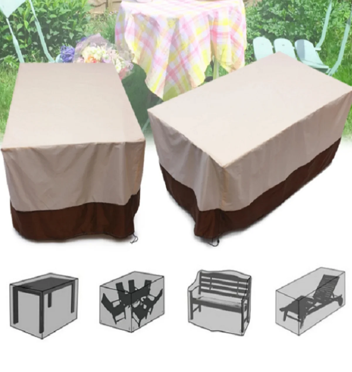 Outdoor Patio Garden Waterproof Furniture Covers Heavy Duty Table and Chair Oxford Cloth Dust