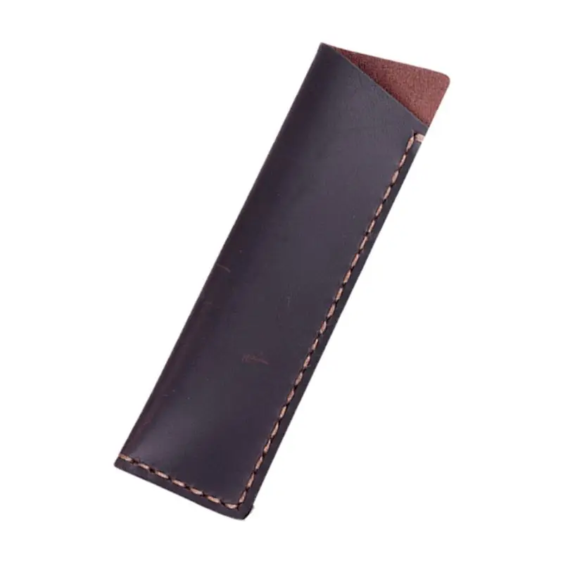 

Retro Retro Leather Pen Holder Angled Corner Ballpoint Pen Protective Sleeve Cover Straight Stiched Handmade Fountain Pouch For