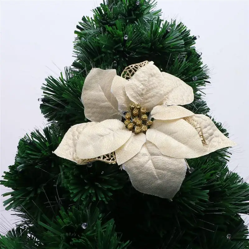 6 шт. 22 см три слоя Рождественская елка украшения ручной работы имитация цветов золотой