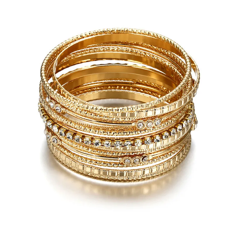 

Retro Style Fashion Gold Plated Silver Plated Bracelet Women's Set Multi Loop Silk Indian Bracelet Jewelry Party Gift