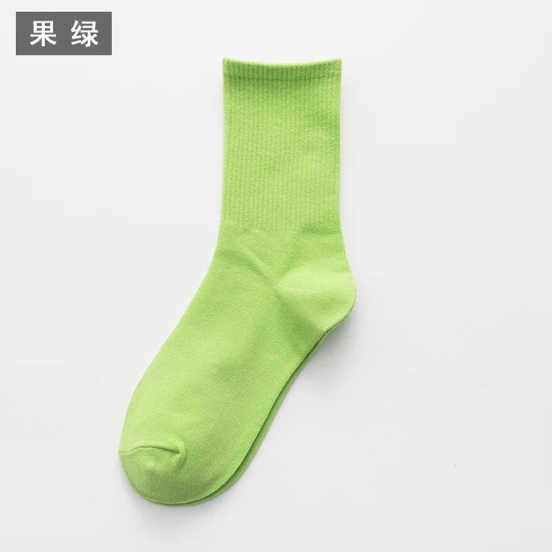 Женские носки, трендовые однотонные длинные хлопковые носки с высоким верхом, хлопковые носки для отдыха, Носки ярких цветов на осень и зиму - Цвет: green