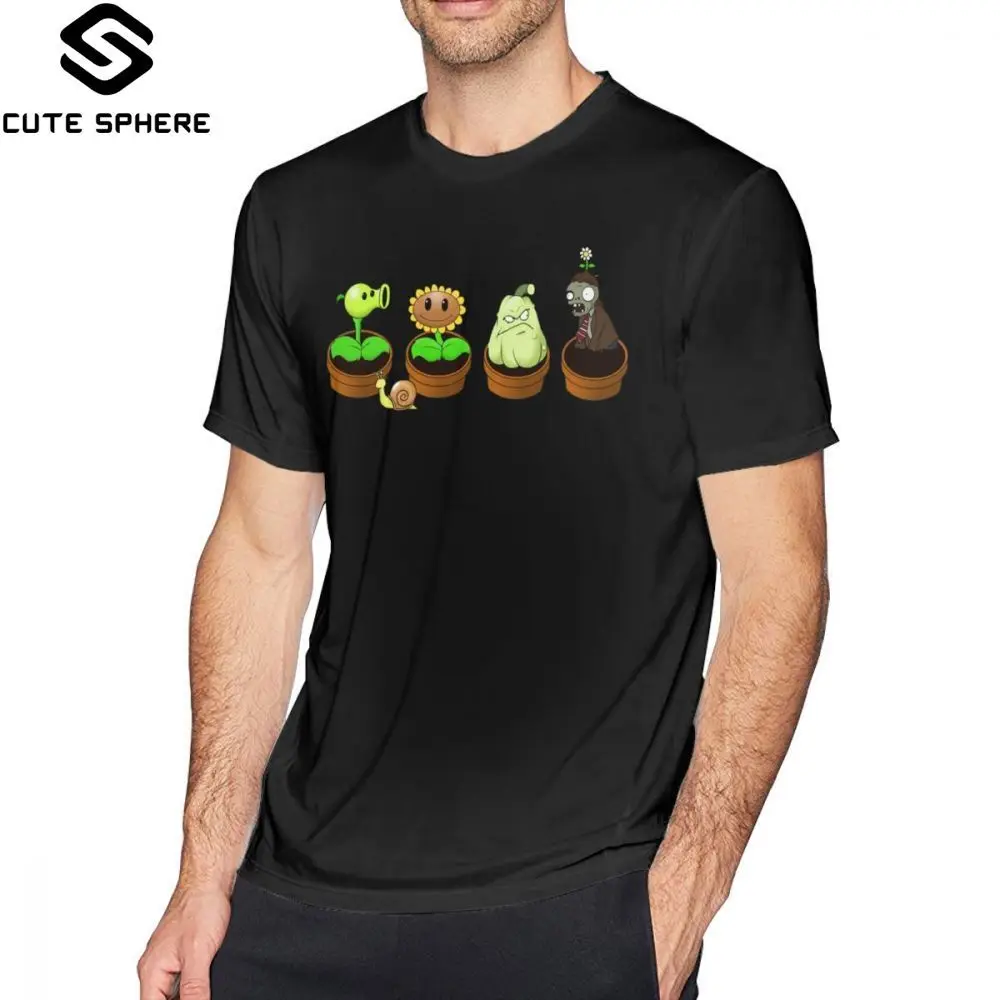Plants Vs Zombies T Shirt Zen Garden T-Shirt Short-Sleeve 6xl Tee 100 Cotton Man Basic Fun Tshirt |