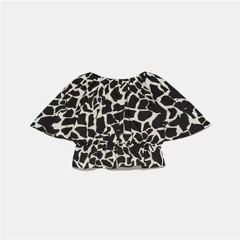 

2020 new fashion za striped short sleeve elastic waist round Neck short blouse summer casual women's loose tops