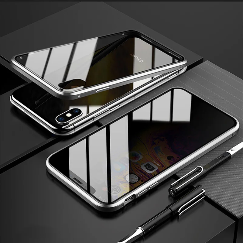 Модный металлический чехол с магнитной адсорбцией для iPhone XS Max XR XS X 7 8 Plus, защитный Магнитный чехол