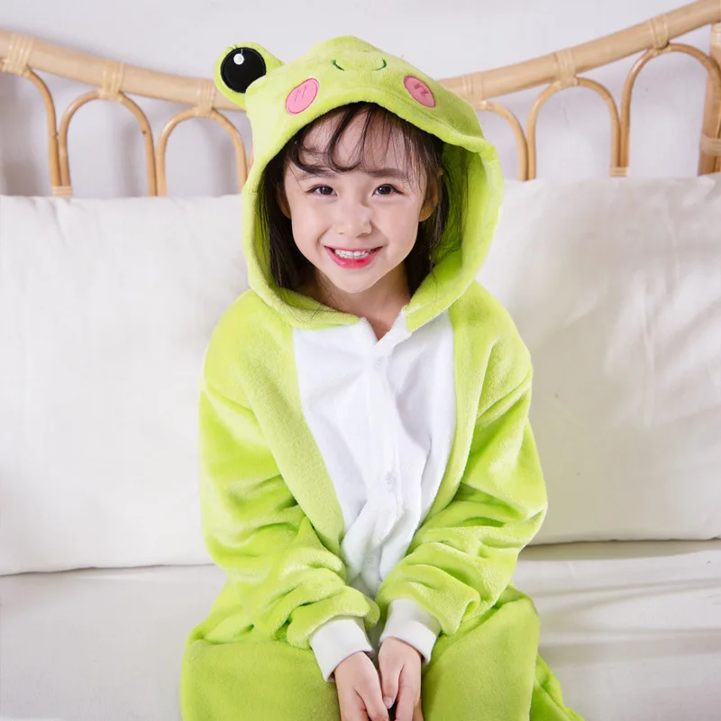 Kids Boys Girls Warm Pajamas Animal Onsies Flannel Children's Sleepwear Green Frog pajamas For Girls Boys Nightgown Cosplay Kids Boys Girls Warm Pajamas Animal Onsies Flannel Children's Sleepwear Green Frog pajamas For Girls Boys Nightgown Cosplay