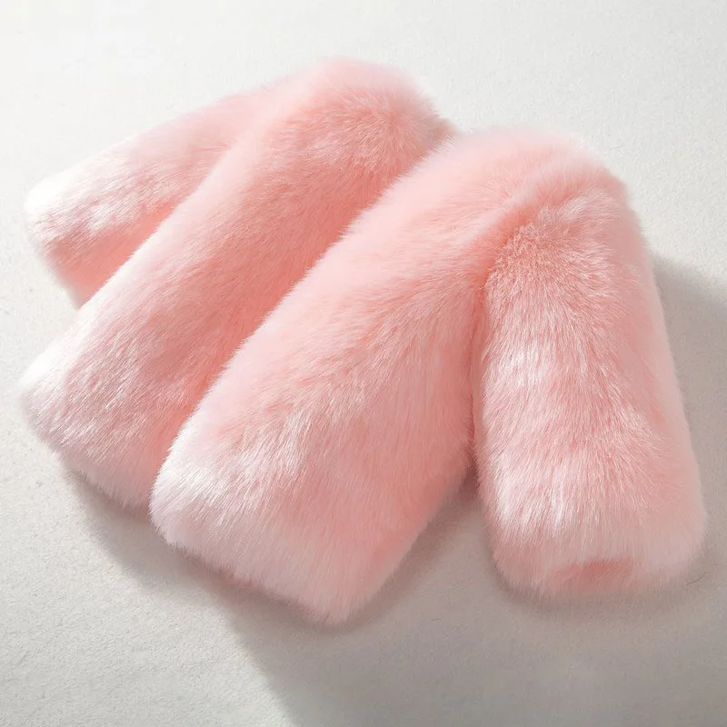

Winter Kids Jackets Faux Fur Warm Girls Jacket Thick Windproof Toddler Fur Coat Short Children's Windbreaker Snowsuits Clothes
