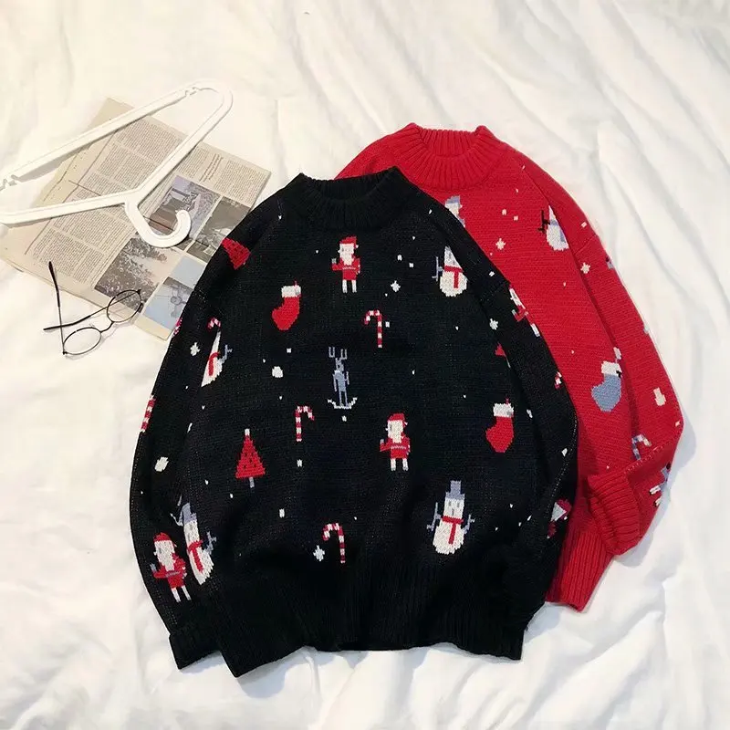 

Christmas Sweater Mens 2020 Winter New Loose Large Size Wool Couple Christmas Sweater O-neck Men Pullover Sweaters Jersey Hombr