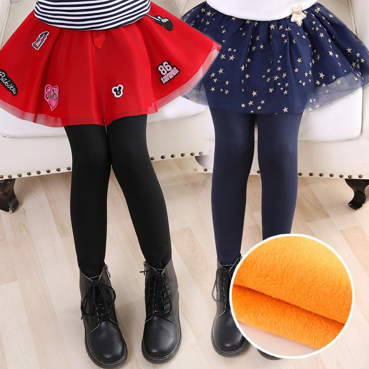 

Girls Thick Warm Skirts Pants For Autumn Winter Pantskirt Kids 3-14T Mesh Leggings Teenage Girls Clothing Dance Pants Trousers