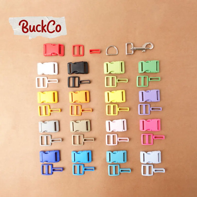 

10pcs/set (plastic buckle+Tri-Glid+square keeper+D ring+metal dog clasp)electroplating 25mm DIY dog collar accessories 17 kinds