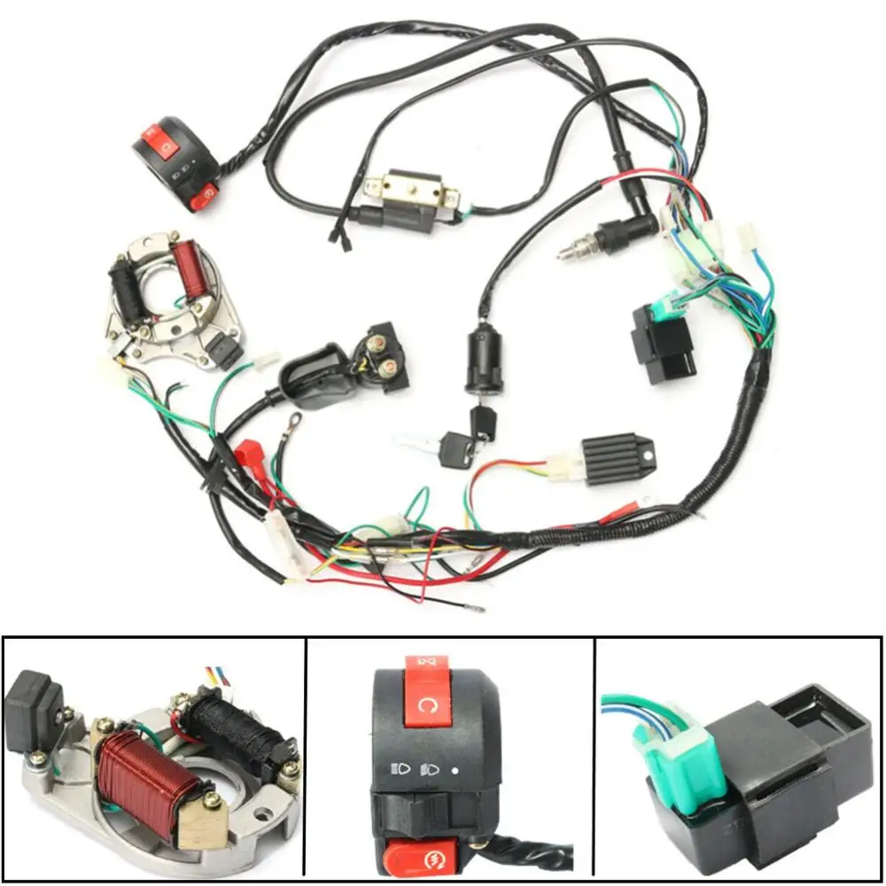 

CDI WIRE HARNESS STATOR ASSEMBLY WIRING KIT FOR 50CC 70CC 90CC 100CC 125CC ATV ELECTRIC QUAD