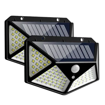 

1/2 / 4pcs Outdoor 100 LED Solar Power Wall Lamp PIR Motion Sensor Waterproof White Solar Lamp for Garden Decoration Wall Street