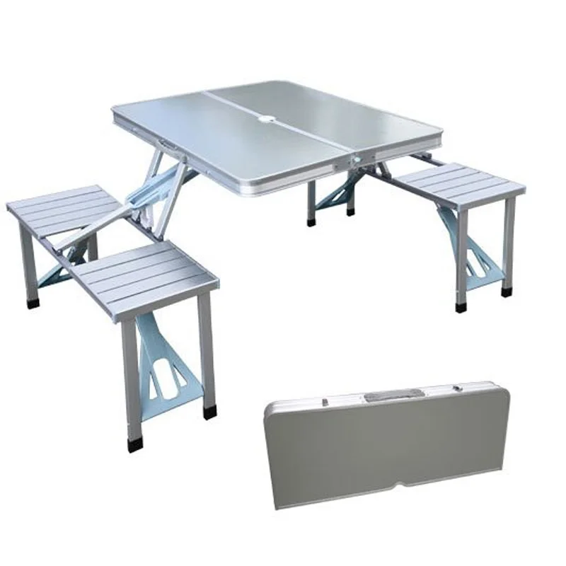 K-star Table Chair Sets Desk Chairs Set Portable Camping Picnic Integrated Folding Outdoor Aluminum Metal Countryside Rectangle