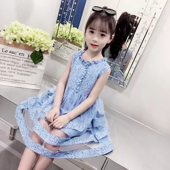 

Princess Dress For Girls Flower Fashion Children's Dress Sleeveless Elegant Kid Girl Dress Summer Clothing For Baby Girls 3-10 Y