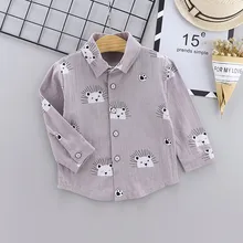 Осенние модные рубашки для маленьких мальчиков, детские топы с длинными рукавами и принтом льва, рубашки, Повседневная Блузка