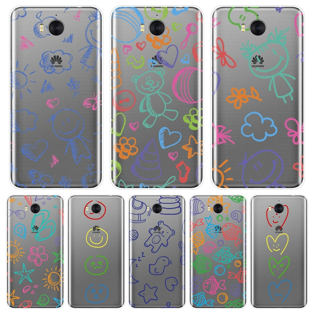 Задняя крышка для Huawei Y3 Y5 Y6 II Y7 2017 Pro мягкий силиконовый чехол с сердцем и улыбкой