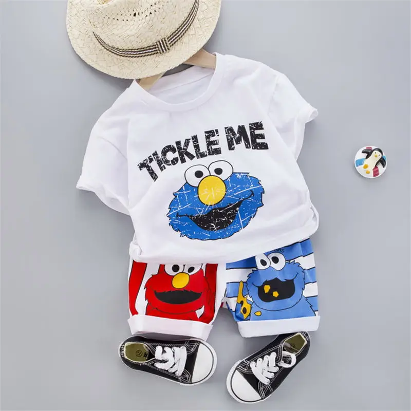 Crianças do Bebê Roupas dos Desenhos Fatos de Treino Verão Meninos Meninas Animados Manga Curta Camiseta Shorts 2 Pçs - Sets Criança Algodão Roupas Infantis 5 High Quality Mamãe e Bebê