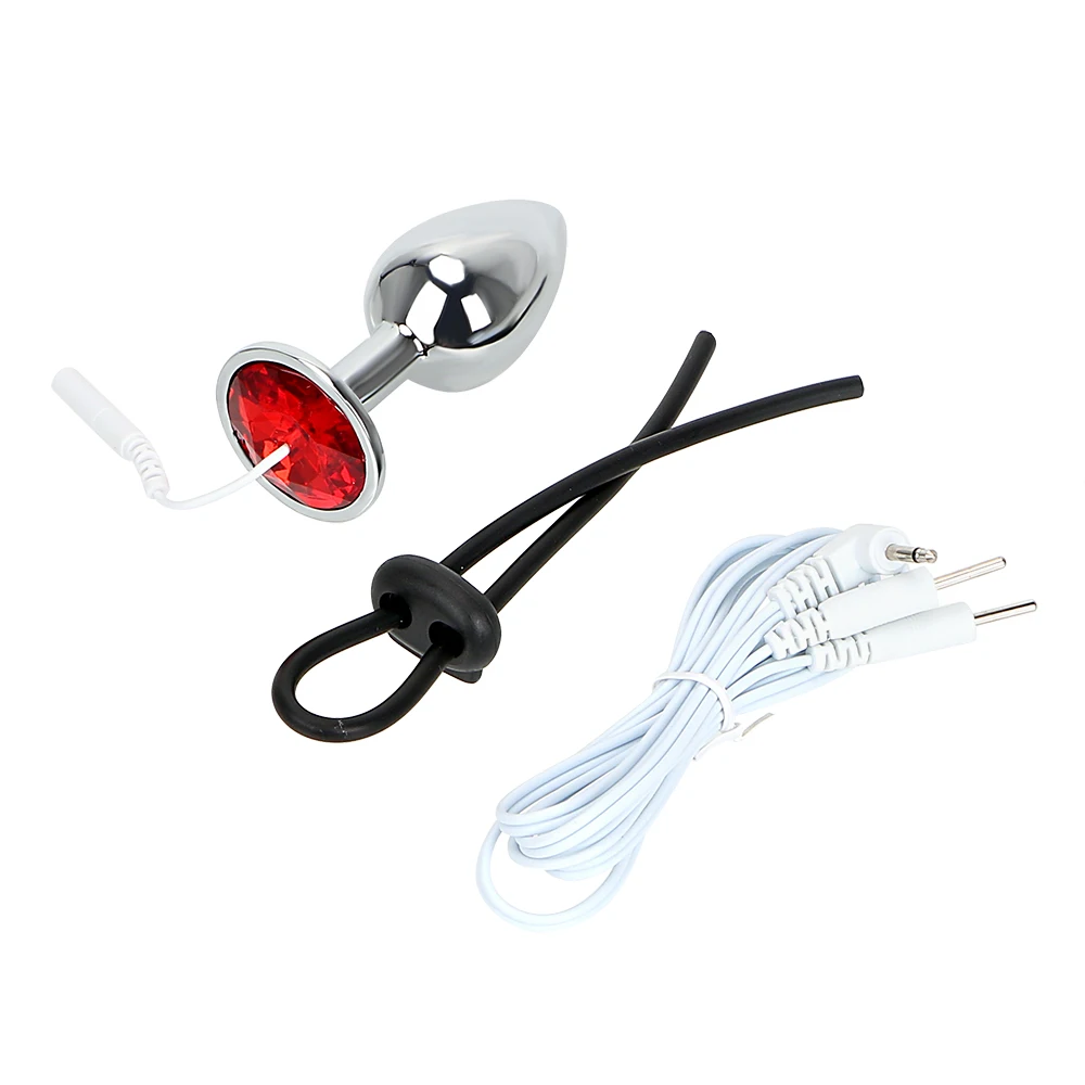 IKOKY Electric Shock Set Penis Stimulator Sex Toys For Men Anal Plug & Cock Ring Electrical Climax Medical Themed electro sex toys electric sex toys