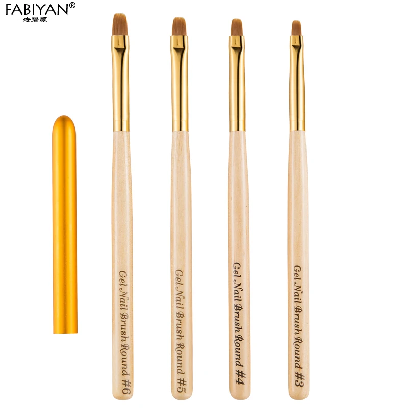Nail Art Brush Painting Drawing Carving Pen Wooden Handle Round Manicure Tools Design Flower Acrylic Tips UV Gel Polish